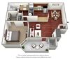 1 Bedroom 1 Bathroom Floor Plan C 1 Bedroom 1 Bathroom Floor Plan C at The Glen, Texas, 75067